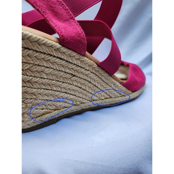 Me Too Hot Pink Brinley Espadrilles/Comfort Wedge Women's 10 - Picture 7 of 12